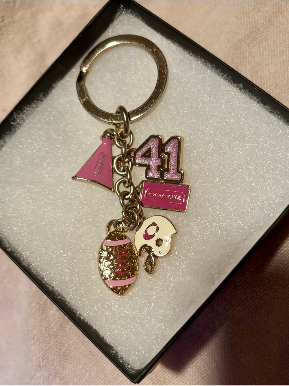 Coach Pink Varsity Multi-Charm Keyring or Bag Charm